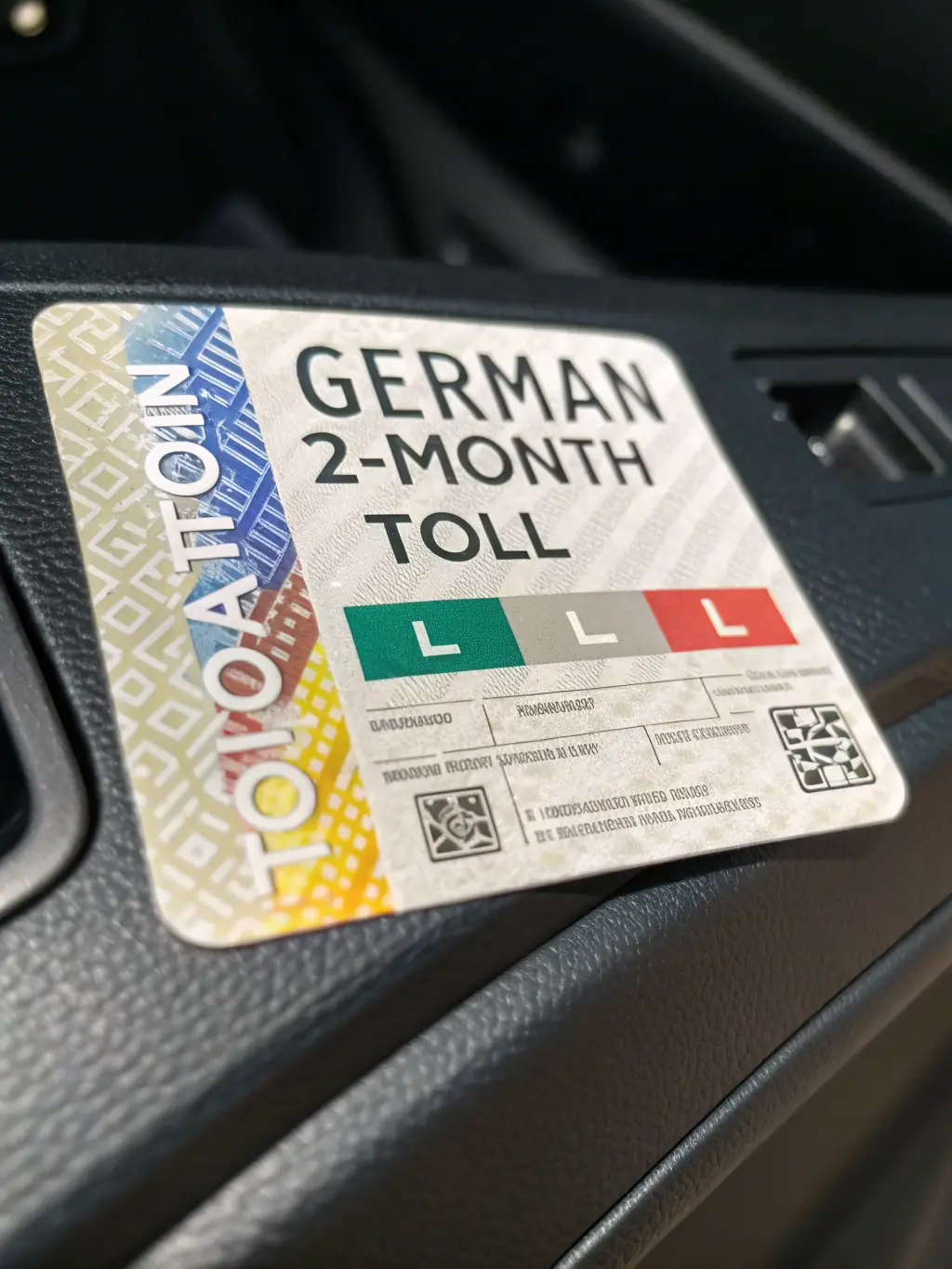 A professional shot of an annual vignette, highlighting its cost-effectiveness for regular users of Austrian toll roads.